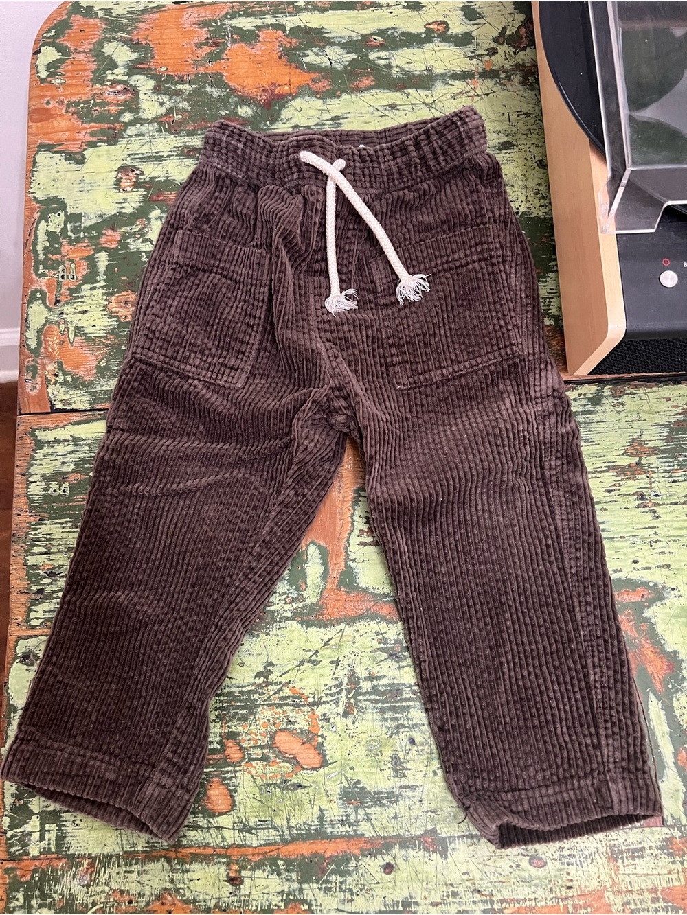 H&M Dark Brown Corduroy Jogger Pants with Drawstring